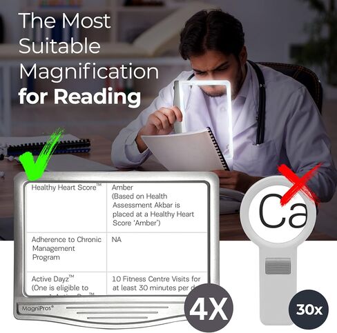 MagniPros 5X Large Ultra Bright LED Page Magnifier with Anti-Glare Lens & 3 Fully Dimmable Light Modes, Relieve Eye Strain- Ideal for Reading Small Prints, Low Vision, Seniors in Saudi Arabia