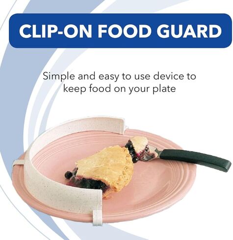 Sammons Preston Clip-On Food Guard for Plates, Reusable Spill Prevention Eating Aid Assistant for Scooping Food, Lightweight Assistive Plate Guard for Disabled, Elderly, and Handicapped in Kuwait
