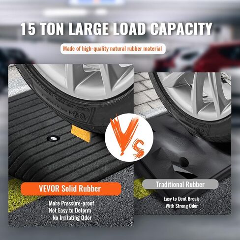 VEVOR Upgraded Rubber Threshold Ramp, 1" Rise Wheelchair Ramp Doorway, Natural Curb Ramp Rated 33069Lbs Load Capacity, Non-Slip Textured Surface Rubber Curb Ramp for Wheelchair and Scooter in Saudi Arabia