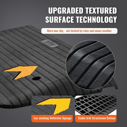 VEVOR Upgraded Rubber Threshold Ramp, 1" Rise Wheelchair Ramp Doorway, Natural Curb Ramp Rated 33069Lbs Load Capacity, Non-Slip Textured Surface Rubber Curb Ramp for Wheelchair and Scooter in Saudi Arabia