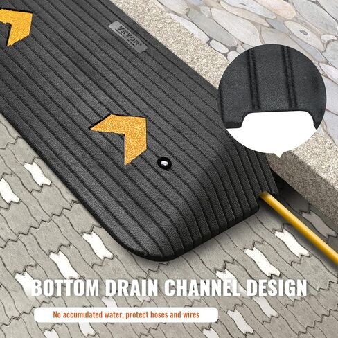 VEVOR Upgraded Rubber Threshold Ramp, 1" Rise Wheelchair Ramp Doorway, Natural Curb Ramp Rated 33069Lbs Load Capacity, Non-Slip Textured Surface Rubber Curb Ramp for Wheelchair and Scooter in Saudi Arabia