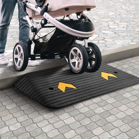 VEVOR Upgraded Rubber Threshold Ramp, 1" Rise Wheelchair Ramp Doorway, Natural Curb Ramp Rated 33069Lbs Load Capacity, Non-Slip Textured Surface Rubber Curb Ramp for Wheelchair and Scooter in Saudi Arabia