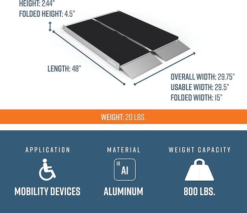 حقيبة EZ-Access، منحدر محمول قابل للطي مع سطح مقاوم للانزلاق، بطول 4 أقدام in Kuwait