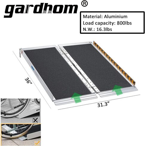 Portable Wheelchair Ramp 2FT, Anti-Slip Aluminum Folding Handicap Ramp Wheel Chair Ramp for Home Steps Wheelchair Ramps for Home Entrance Threshold Doorways Stairs Curbs Scooter in Kuwait