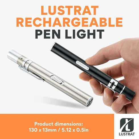 Lustrat USB مصباح قلم قابل لإعادة الشحن - مصباح جيب طبي - مصباح يدوي خفيف الوزن قابل لإعادة الشحن - ضوء قلم، مصباح يدوي صغير قابل لإعادة الشحن للتمريض والمهن الطبية (أسود) in Saudi Arabia