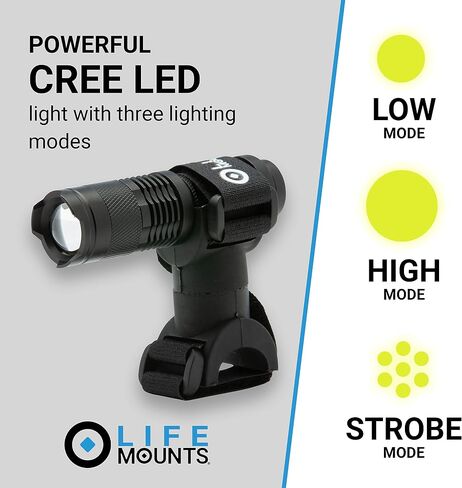 Life Mounts Tactical Rail Mount Flashlight - 3.5 in x 1.5 in, White LED - 1,000-Foot Beam & Multi-Mode Helmet Flashlight - 360-Degree Side Mount Helmet Lights - Weatherproof Design for Tactical Gear in Saudi Arabia