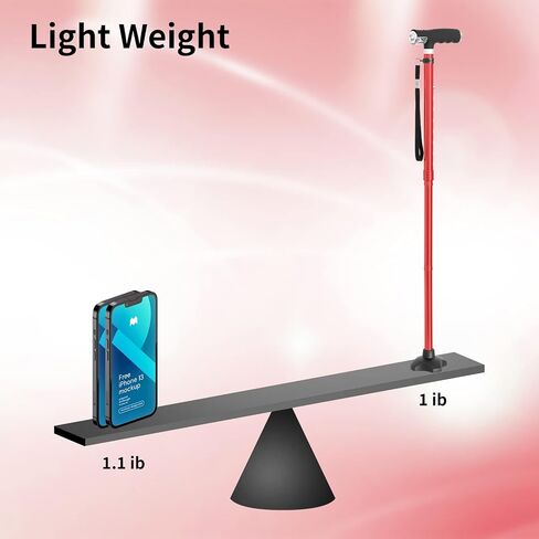 BeneCane Walking Cane for Women Folding Cane for Men with Two Led Lights Quad Cane with Stable Base Lightweight and Adjustable Walking Stick in Saudi Arabia