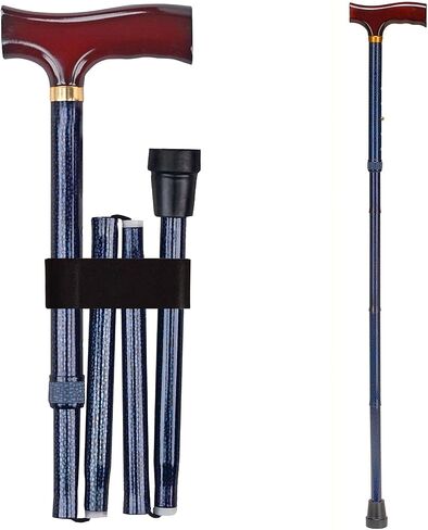 DMI Designer Folding Cane, Walking Cane, Foldable Cane for Men, Walking Cane for Women, Canes for Seniors, Adjustable Cane, Ergonomic Wood Handle Cane, Supports up to 250 Pounds, Blue Cyclone in Saudi Arabia