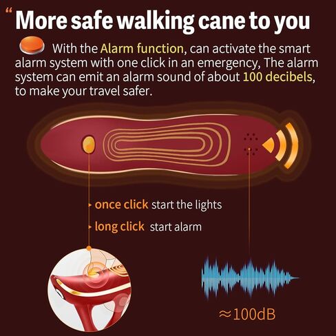 عصا قابلة للطي من ispuoocti، عصا إنذار ذكية قابلة للطي مع ضوء، عصا مشي أنيقة للنساء والرجال، عكاز قابل للتعديل لكبار السن، شحن مباشر عبر USB، خفيف الوزن ومحمول in Kuwait