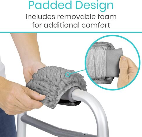 Vive Walker Handle Cushions (2-Pack) Extra Soft Sheepskin Grips - Padded Hand Cover Accessories for Folding Rolling Wheelchair, Rollator Handle, Senior, Elderly Grippers - Foam Padding for Disability in Kuwait