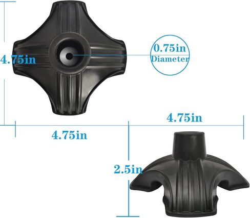 رأس العصا الطبية - وسادة قدم بديلة مطاطية رباعية لعصا المشي - أربع نقاط وقوف ذاتي رباعي للعصا - ملحق عالمي 4 أرجل بعصا المشي (أسود) in Kuwait