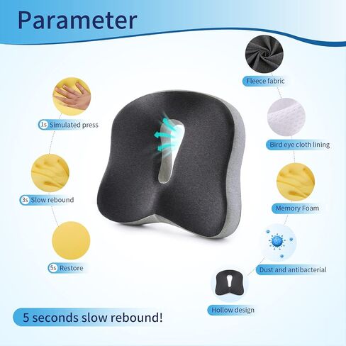 Memory Foam Seat Chair Cushion for Relieves Back Sciatica Pain Tailbone Pain Coccyx Degenerating Disc Orthopedic Osteoarthritis Prostate Cushion Low Back Pain Cushion Hip Shaping (Black mesh) in Saudi Arabia