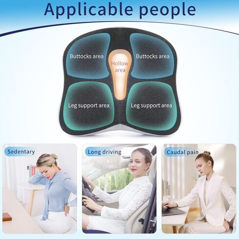Memory Foam Seat Chair Cushion for Relieves Back Sciatica Pain Tailbone Pain Coccyx Degenerating Disc Orthopedic Osteoarthritis Prostate Cushion Low Back Pain Cushion Hip Shaping (Black mesh) in Saudi Arabia