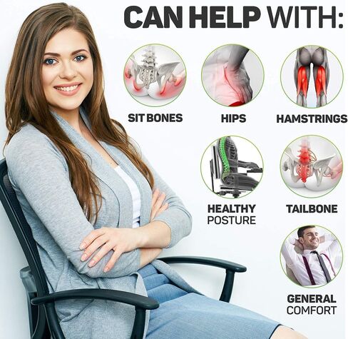 Aylio Socket Seat Cushion for Sit Bone and Back Pain Relief, Butt, Tailbone, Hip, Hamstring, Posture Support - Memory Foam Comfort Ischial Tuberosity Pillow for Desk Chair or Car in Saudi Arabia