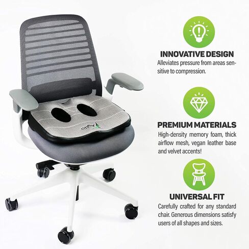 Aylio Socket Seat Cushion for Sit Bone and Back Pain Relief, Butt, Tailbone, Hip, Hamstring, Posture Support - Memory Foam Comfort Ischial Tuberosity Pillow for Desk Chair or Car in Saudi Arabia