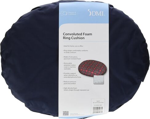 DMI Seat Cushion Donut Pillow and Chair Pillow for Tailbone Pain Relief, Hemorrhoids, Prostate, Pregnancy, Post Natal, Pressure Relief and Surgery, 14 x 12.5 x 3, Navy in Saudi Arabia