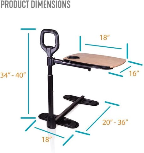 Able Life Able Tray Table, Adjustable Bamboo Swivel TV and Laptop Table with Ergonomic Stand Assist Safety Handle, Independent Living Aid in Saudi Arabia