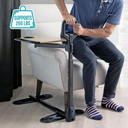 Able Life Able Tray Table, Adjustable Bamboo Swivel TV and Laptop Table with Ergonomic Stand Assist Safety Handle, Independent Living Aid in Saudi Arabia