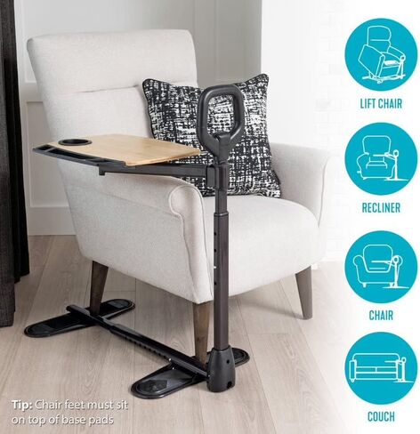 Able Life Able Tray Table, Adjustable Bamboo Swivel TV and Laptop Table with Ergonomic Stand Assist Safety Handle, Independent Living Aid in Saudi Arabia