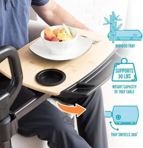 Able Life Able Tray Table, Adjustable Bamboo Swivel TV and Laptop Table with Ergonomic Stand Assist Safety Handle, Independent Living Aid in Saudi Arabia