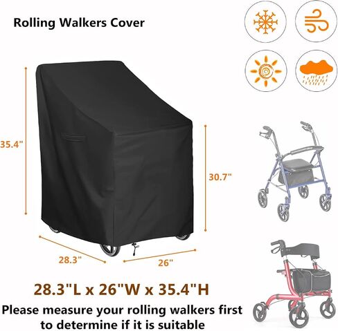 4-Wheel Rollator Walker Cover,Walkers for Seniors Dust Cover.28.3"x 26" x 35.4" (L x W x H) Suitable for Various Rollator(Cover Only) in Saudi Arabia