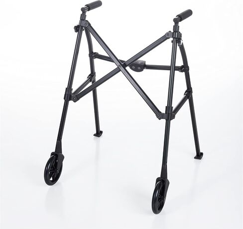 Stander Wonder Walker, Lightweight Foldable Space Saver Rolling Walker for Adults, Seniors, and Elderly, Compact Travel Walker with 6-inch Wheels and Ski Glides for Mobility Support, Black Walnut in Saudi Arabia