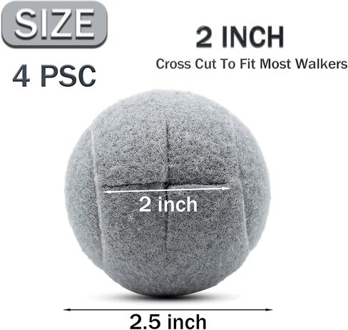 Magicorange 4 PCS Precut Walker Tennis Balls for Furniture Legs and Floor Protection, Heavy Duty Long Lasting Felt Pad Glide Coverings (Grey) in Saudi Arabia