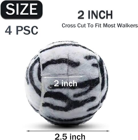 Magicorange 4 PCS Precut Walker Tennis Balls for Furniture Legs and Floor Protection, Heavy Duty Long Lasting Felt Pad Glide Coverings (Grey) in Saudi Arabia