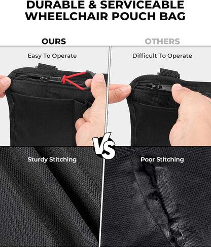 ISSYAUTO Wheelchair Side Bag, Wheelchair Pouch Bag with Cup Holder, Armrest Accessories for Wheelchair, Rollator, Electric Scooter Wheelchairs, Ideal Gift for Mother's Day & Father's Day (Black) in Kuwait