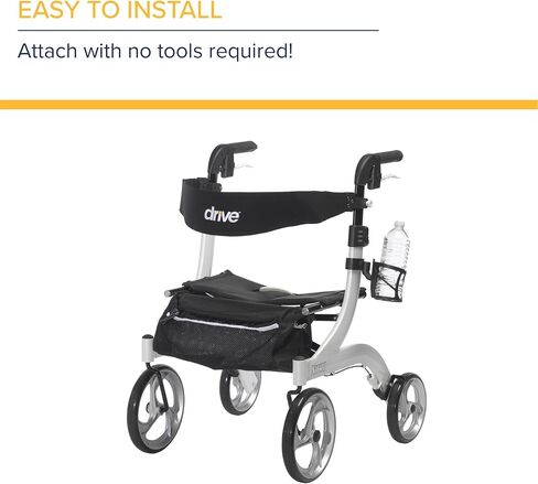Drive Medical Nitro Clip-On Cup Holder for Walker Rollator, 6 x 4 x 3.5 Inch, Black in Saudi Arabia