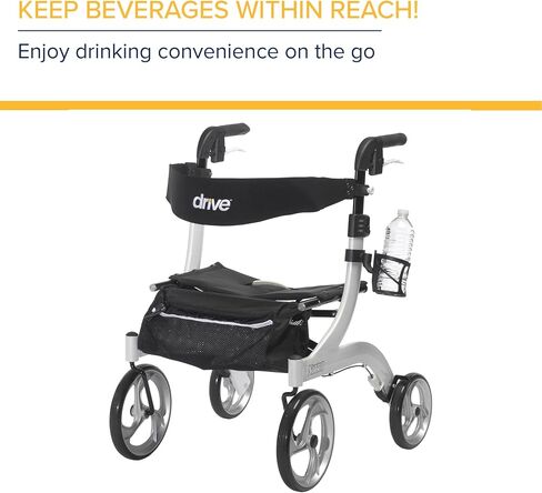 Drive Medical Nitro Clip-On Cup Holder for Walker Rollator, 6 x 4 x 3.5 Inch, Black in Saudi Arabia