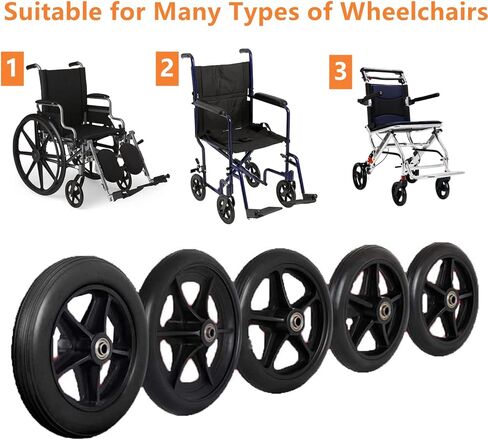 عجلة بديلة للكراسي المتحركة مقاس 8 انش × 1 انش، لون اسود (2) in Kuwait