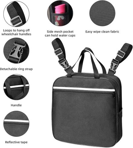 حقيبة كرسي متحرك مع حامل أكواب يناسب المشاة والبكرات والكراسي، وإكسسوارات الكراسي المتحركة للبالغين وكبار السن، وإكسسوارات تخزين الكراسي المتحركة، حقيبة ظهر لكبار السن قابلة للتعديل، وحقيبة علبة صينية دوارة in Kuwait