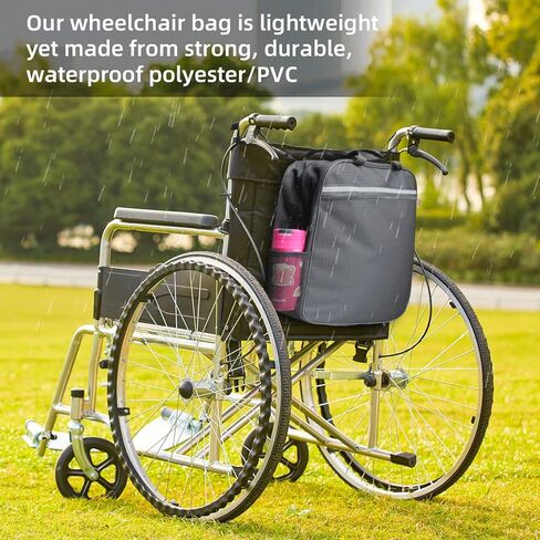 حقيبة كرسي متحرك مع حامل أكواب يناسب المشاة والبكرات والكراسي، وإكسسوارات الكراسي المتحركة للبالغين وكبار السن، وإكسسوارات تخزين الكراسي المتحركة، حقيبة ظهر لكبار السن قابلة للتعديل، وحقيبة علبة صينية دوارة in Kuwait