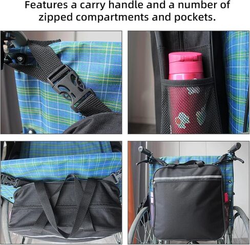 حقيبة كرسي متحرك مع حامل أكواب يناسب المشاة والبكرات والكراسي، وإكسسوارات الكراسي المتحركة للبالغين وكبار السن، وإكسسوارات تخزين الكراسي المتحركة، حقيبة ظهر لكبار السن قابلة للتعديل، وحقيبة علبة صينية دوارة in Kuwait