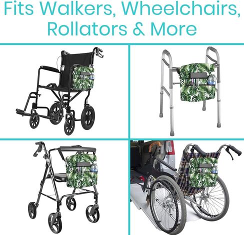Vive Bag for Wheelchairs & Walkers - Machine Washable, Double-Stitched, Water-Resistant Accessory Backpack for Rollators, Wheelchairs, Walkers - Pouch with XL Pockets & Straps for Quick Installation in Kuwait