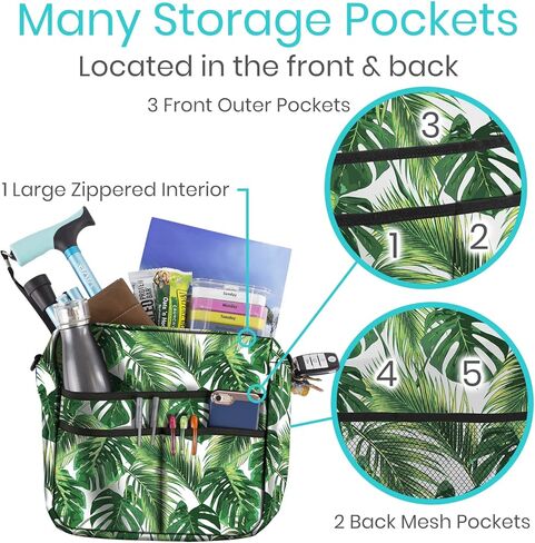 Vive Bag for Wheelchairs & Walkers - Machine Washable, Double-Stitched, Water-Resistant Accessory Backpack for Rollators, Wheelchairs, Walkers - Pouch with XL Pockets & Straps for Quick Installation in Kuwait