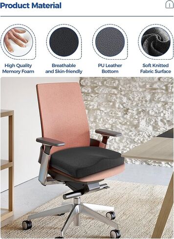 وسادة مقعد من الإسفنج الذكي من Tsumbay، وسادة مقعد ناعمة للمكتب مع مقبض حمل، غطاء قابل للغسل، وسادة مريحة للعصعص وسادة كرسي المكتب المنزلي، مقعد السيارة، كرسي متحرك - أسود in Saudi Arabia