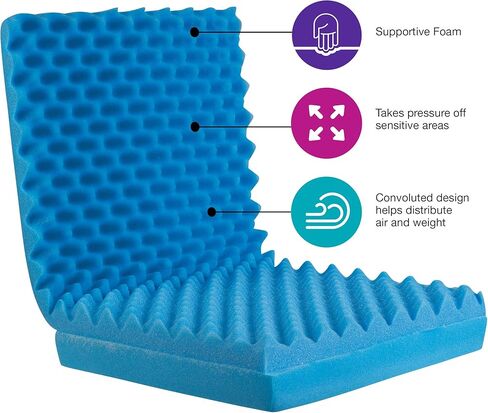 وسادة كرسي إسفنجية منحوتة على شكل قفص بيض من DMI، وسادة مقعد، وسادة مقعد السيارة، وسادة كرسي مكتب أو وسادة كرسي متحرك لتخفيف آلام الظهر، آلام عظام الذيل، عرق النسا، 18x16x4، بدون ظهر in Kuwait