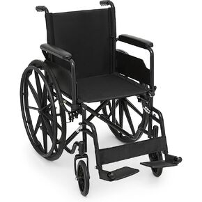 monicare Foldable Wheel Chair with Flip Back Armrests, 24" Large All Terrain Wheel, Folding Swing-Away Footrest 18 inch Wide Seat Wheelchair for Storage and Travel, 300lb Capacity, Black in Saudi Arabia