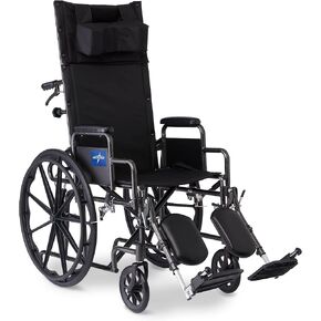 Medline Reclining Wheelchair, Desk-Length Arms and Elevating Leg Rests, 16" x 18" Seat (W x D), Black in Kuwait