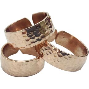 Set of 3 Hand Forged Pure Copper Rings. Made with 100% Pure Raw Untreated Copper. Helps Reduce Finger Joint Pain and Swelling. Tibetan Healing Medicine Ring Set.