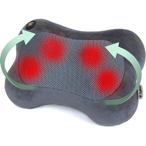 Zyllion Shiatsu Back and Neck Massager with Heat - 3D Kneading Deep Tissue Electric Massage Pillow for Chair, Car, Muscle Pain Relief on Shoulders, Legs, Foot - Doctor Recommended - Black (ZMA-13)