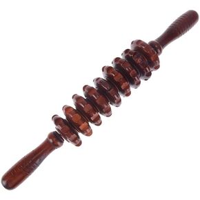 Manual Wooden Fascia Massage Roller Trigger Points for Release Cellulite Sore Muscle Blasting (Red)