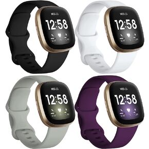 أساور Dirrelo متوافقة مع Fitbit Sense/Versa 3 / Versa 4 / Sense 2، حزام حزام رياضي ناعم من مادة TPU، سوار معصم بديل للنساء والرجال، 4 عبوات صغيرة، أسود Modena Bluegrey Pinegreen in Kuwait