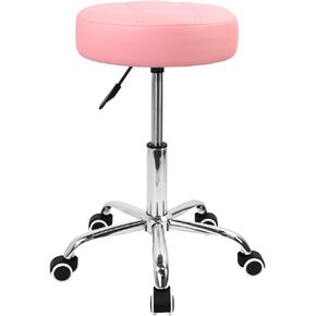 KKTONER Round Rolling Stool Chair PU Leather Height Adjustable Shop Stool Swivel Drafting Work SPA Medical Salon Stools with Wheels Office Chair Black in Saudi Arabia