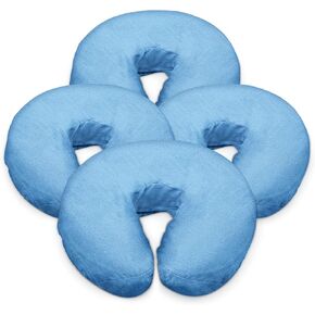 Premium Extra Thick 100% COTTON Flannel Massage Face Cradle Cover, Includes 4pcs (4, Baby Blue)