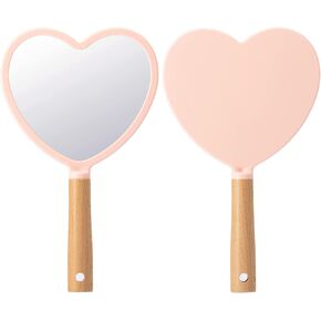 YEAKE Hand Held Mirror with Handle for Makeup, Small Cute Wood Hand Mirror for Shaving with 3X Magnifying Double-Side Portable Travel Vanity Mirror for Men&Women (Detachable White Round) in Saudi Arabia