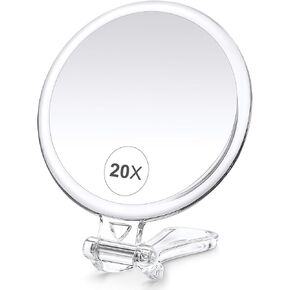 B Beauty Planet 20X Magnifying Home Mirror, Round 5'' Handle for Travel, Double-Sided 1X/20X, Foldable Makeup Mirror, Tabletop Mount