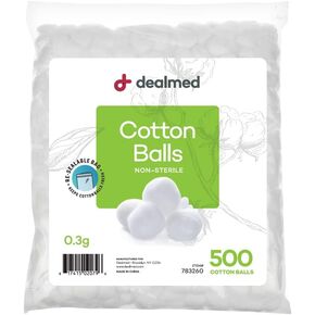 Dealmed 300 ct. Cotton Balls for Face, Makeup, Medical Uses, & DIY Crafts | Non-Sterile Bulk Pack | Resealable Zip-Locked Bag | 100% Pure Cotton, Soft, Absorbent, Gentle (Pack of 1) in Saudi Arabia